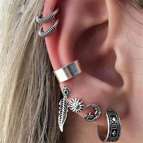 Pcs Retro Leaf Eye Star Clip Ear Piercing Free Shipping M Item