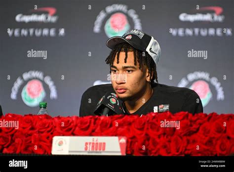 Ohio State Buckeyes Quarterback C J Stroud 7 During A Press