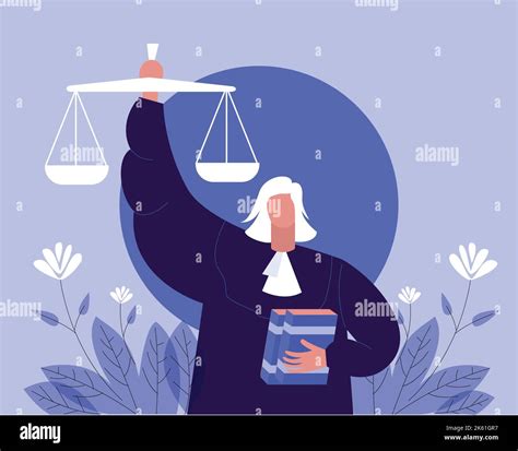 A Graphic Design Of A Judge Holding The Scales Of Justice Stock Vector