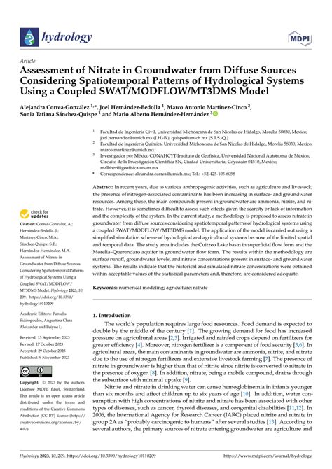 Pdf Assessment Of Nitrate In Groundwater From Diffuse Sources