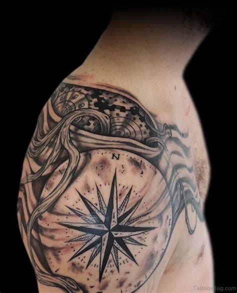 Amazing Compass Tattoos On Shoulder