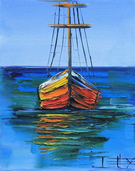 Boat Painting Boat Art Fishing Boat Abstract Painting Abstract