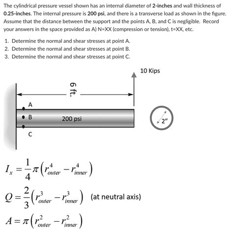 Solved The Cylindrical Pressure Vessel Shown Has An Internal Diameter