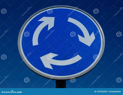 Mini Roundabout Sign Stock Image Image Of Round Blue 139766209