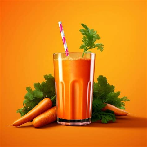 Premium AI Image Carrot Juice And Fresh Carrots On Orange Background