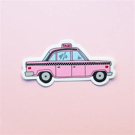 Pink Taxi Sticker Nyc Sticker Cute Stickers Laptop Stickers Vinyl