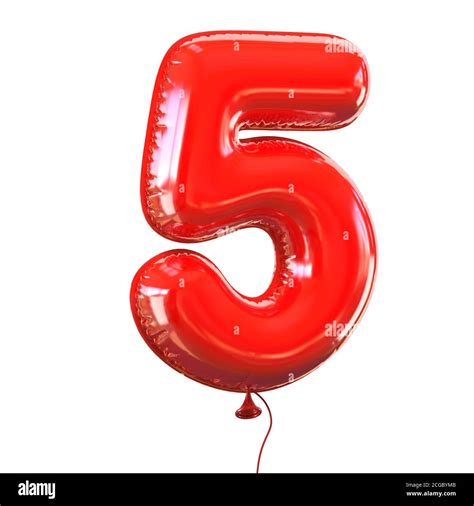 Red balloon font number 5 Stock Photo - Alamy