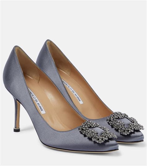 Manolo Blahnik Hangisi Satin Pump Grey Clout Cloutclothes