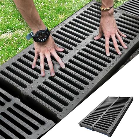 VEVOR Trench Drain System, Channel Drain With Metal Grate, , 51% OFF