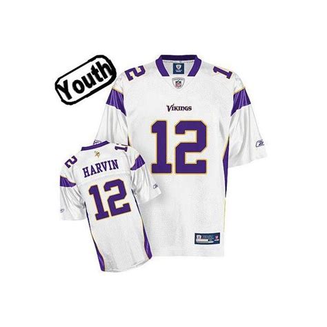 Percy Harvin Youth Football Jersey 12 Minnesota Youth Jersey White S