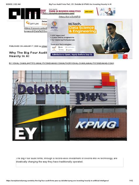 Big Four Audit Firms PWC, EY, Deloitte & KPMG Are Investing Heavily in ...
