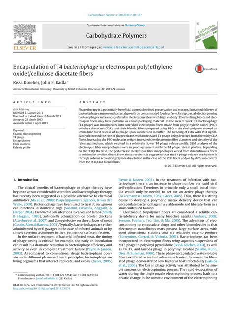 Pdf Encapsulation Of T Bacteriophage In Electrospun Poly Ethylene