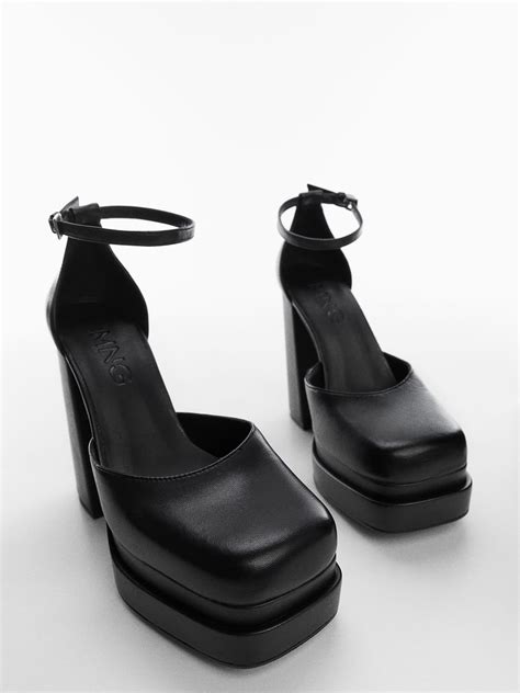 Buy Mango Black Leather Block Heel Pumps Heels For Women 20840808