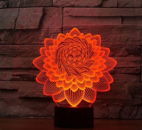 Lámpara de noche de 16 colores con diseño de flor de loto 3D luces