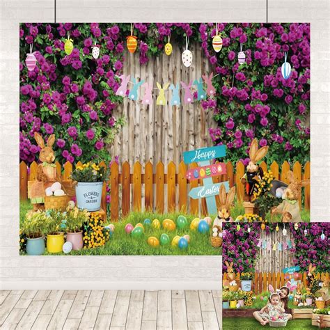 Amazon Happy Easter Backdrop X Ft Spring Rustic Wood Flowers