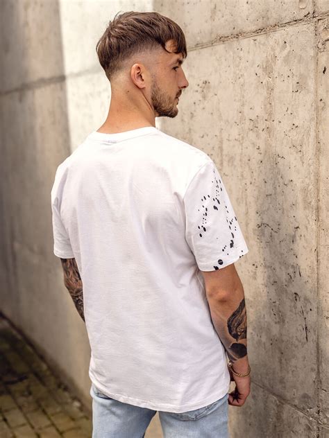 Bolf Herren T Shirt mit Motiv Weiß 300A