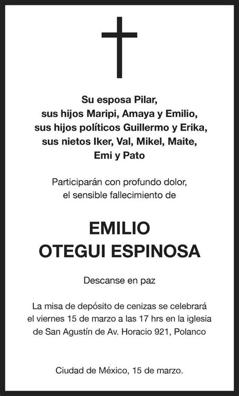 Se Or Emilio Otegui Espinosa Obituario Esquela