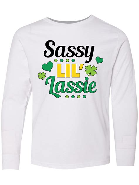 Inktastic Saint Patricks Day Sassy Lil Lassie With Shamrocks Long