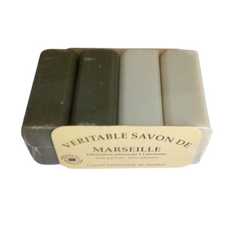 Savon de Marseille vert et blanc lot de 4 x 100GR Le Sérail