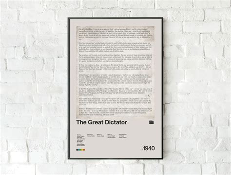 Charlie Chaplin Movie Poster the Great Dictator Speech Vintage Poster ...