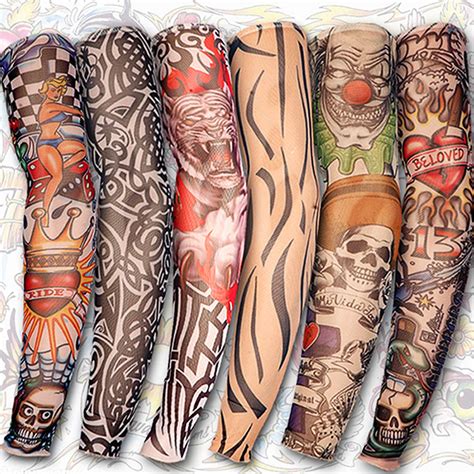 Yariew 6pcs Temporary Tattoo Sleeves 6pcs Set Arts Temporary Fake Slip On Tattoo