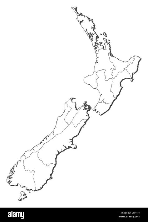 New Zealand Physical Map Blank