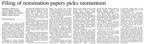 Dawn Epaper Dec Filing Of Nomination Papers Picks Momentum