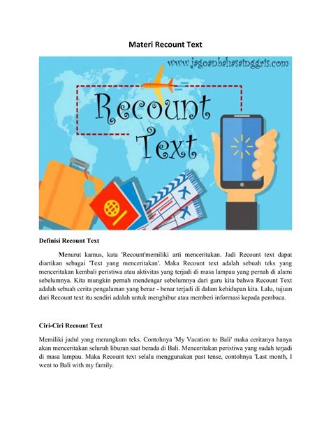 Contoh Recount Text Tentang Pengalaman Di Smp 4