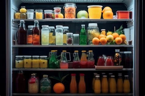 Premium Ai Image Variety Of Products On Refrigerator Shelves Ai