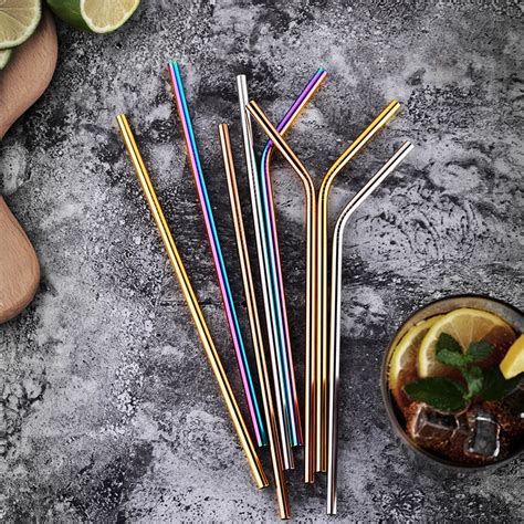 High Quality Colorful Straw 304 Stainless Steel Straws Reusable Bent