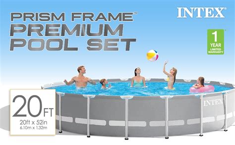 Intex 26755eh Prism Frame Premium Above Ground Swimming Pool Set 20ft X 52in Includes 1500