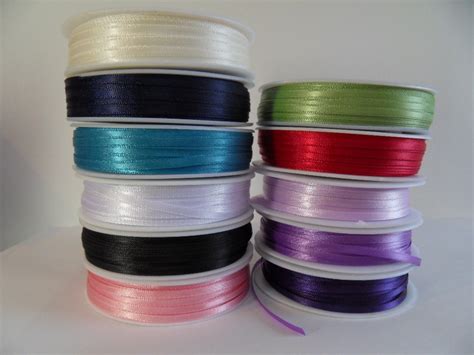 3m Narrow Satin Ribbon 3 4mm Wide Choice Of Colours Etsy Uk