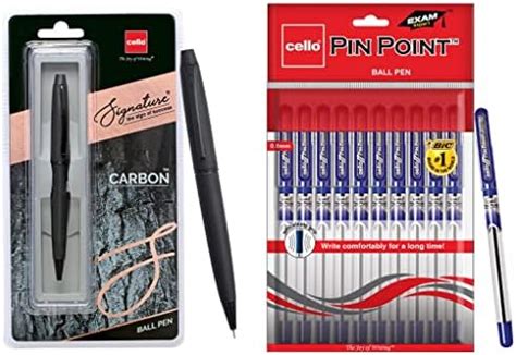 Cello Signature Carbon Ball Pen Cello Pinpoint Ballpoint Pens Blue