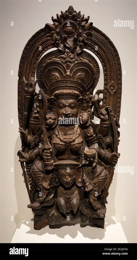 Statue relief, depicting the Hindu Goddess Kali standing over Chamunda ...