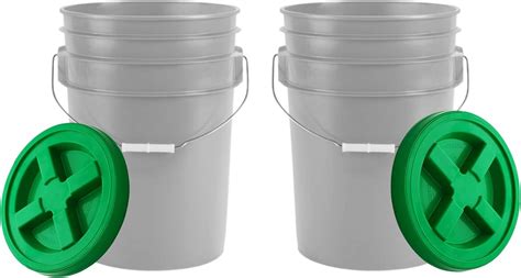 House Naturals 6 Gallon Food Grade Bucket Pail With Green Air Tight Screw On Lid