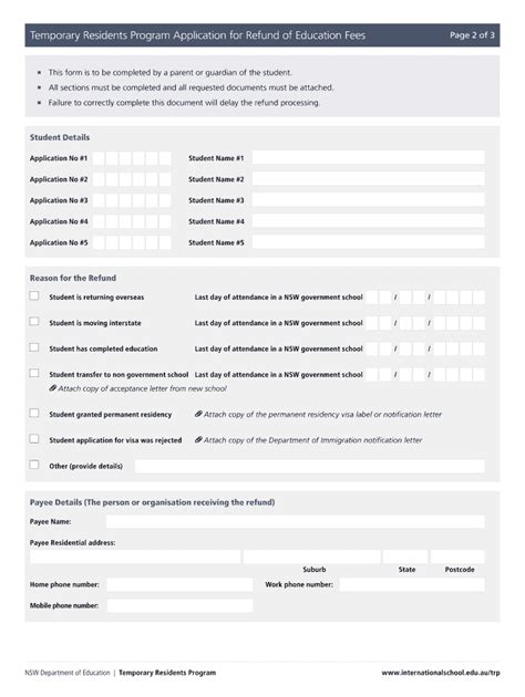 Fillable Online Detinternational Nsw Edu TRP Application For Refund