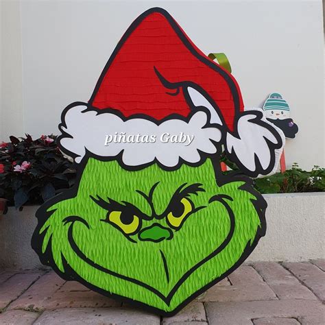 piñata rostro Grinch navideño Piñatas originales navideñas Piñatas