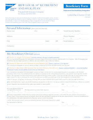 Fillable Online Ibew Local Retirement Bene Ciary Form And K Plan