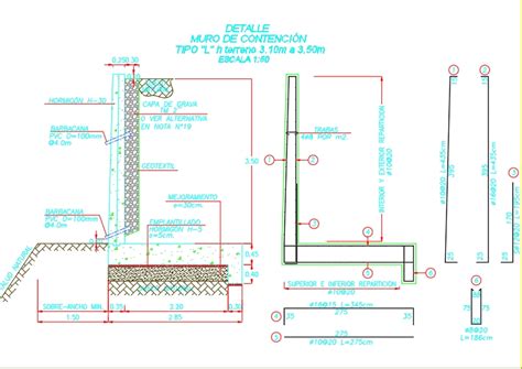 Muro De Contención En Autocad Descargar Cad 777 Mb Bibliocad