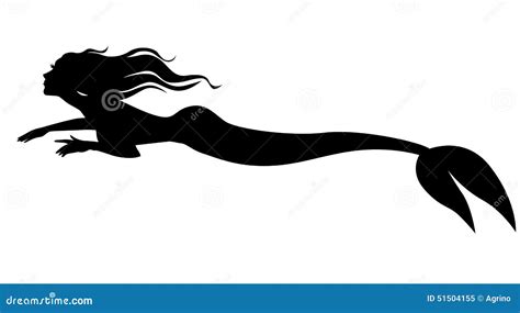 Mermaid Swimming Underwater Silhouette Cartoon Vector Cartoondealer