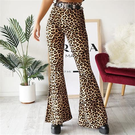 High Waisted Leopard Bell Bottoms Flare Pants With Images Fashion