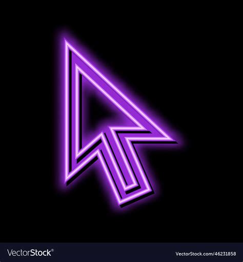 Cursor Arrow Neon Glow Icon Royalty Free Vector Image