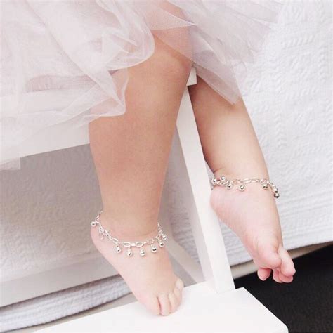 Baby Anklet Set Of 2 Silver Bell Anklet Christening Jewelry