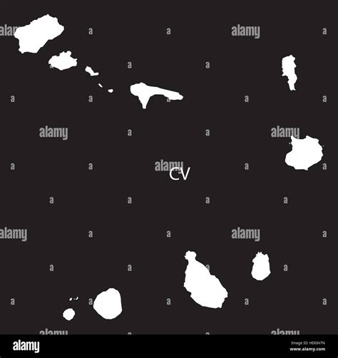 Cape Verde Map Black And White Illustration Stock Vector Image Art