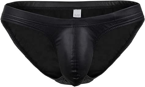 Junhouse Men S Metallic Faux Leather Briefs Underwear Low Rise Bikini Briefs Cool Design