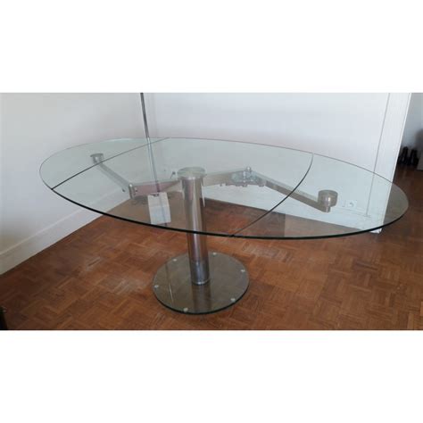 Table De Salle Manger D Occasion En Verre Tremp Avec Allonges