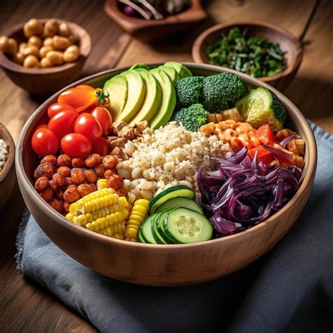 Colorful Vegan Buddha Bowl Premium AI Generated Image