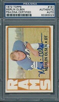 1972 Topps 181 Merlin Olsen PSA DNA Certified Authentic Autograph