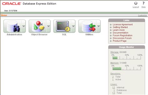 Tüm Programlar Oracle Database 10g Express Edition