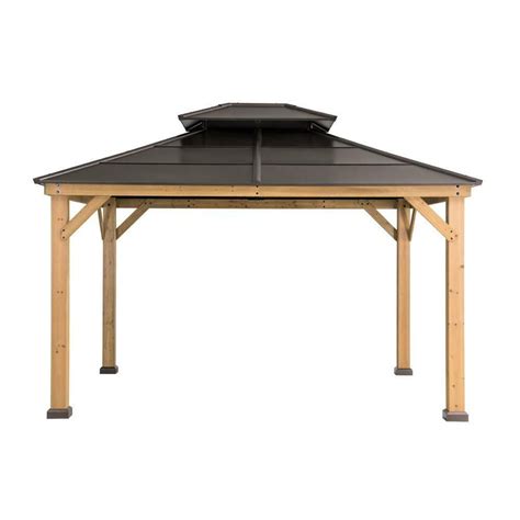 Sunjoy Ft X Ft Cedar Framed Gazebo With Brown Steel Tier Hip